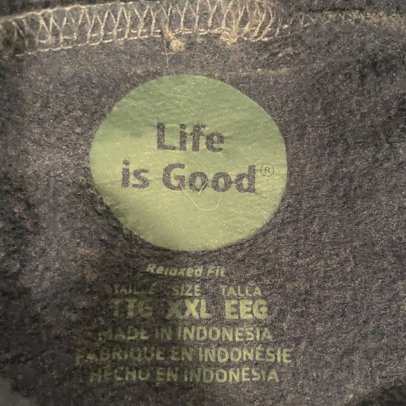 “Life is Good” Mens Hooded Long Sleeve Sweetshirt - Picture 2 of 4